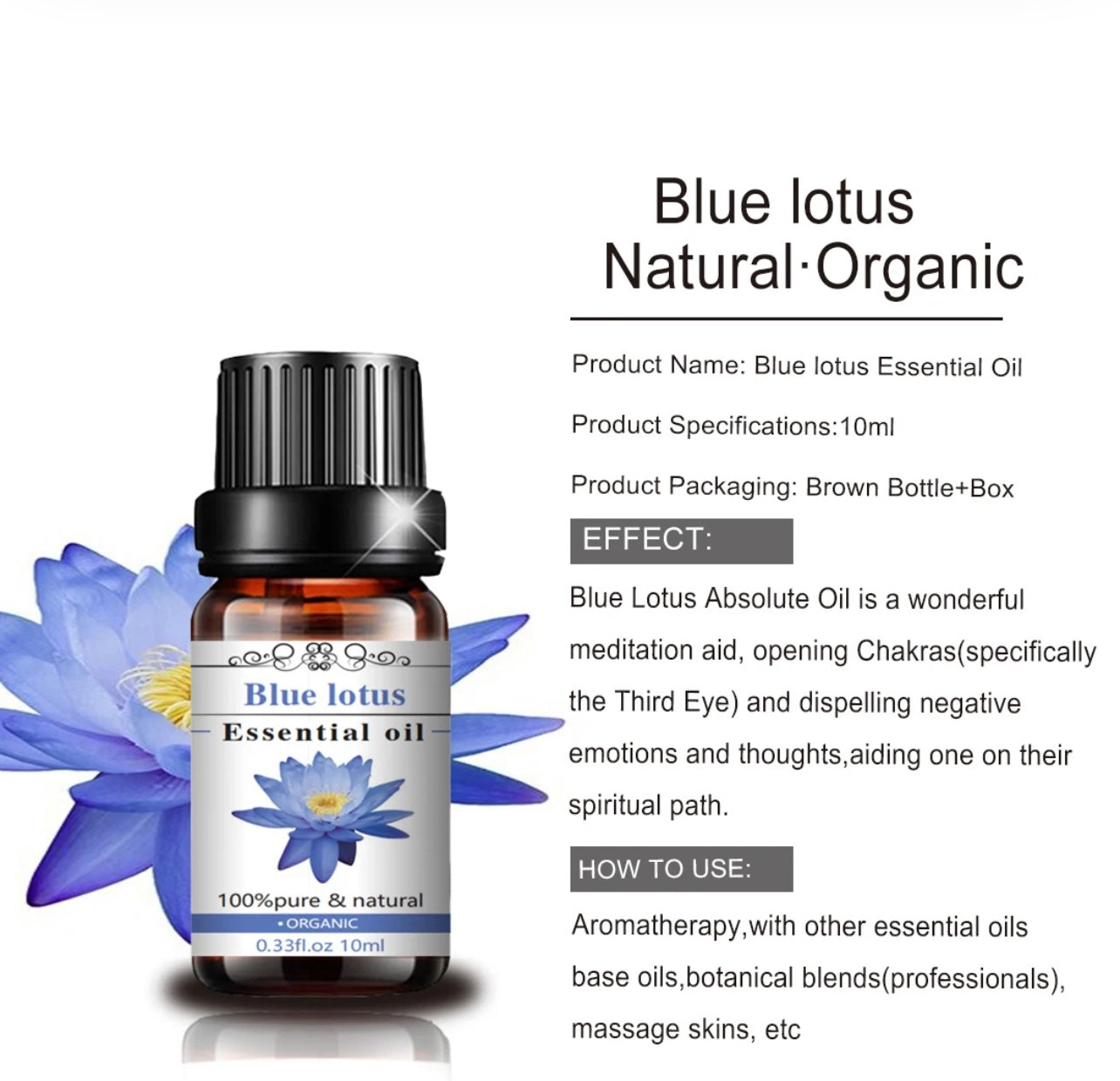 Blue Lotus Essential Oil 10ml Aromatherapy Massage Diffuser